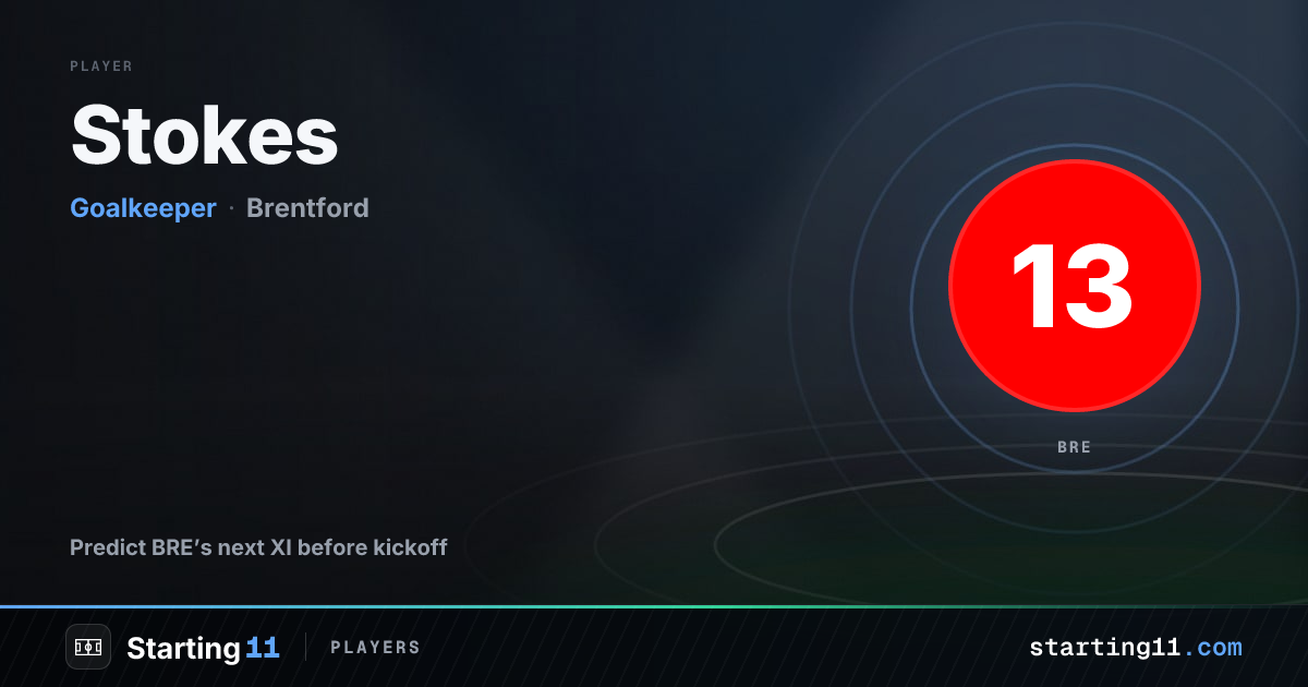 Stokes (#77) Team News & Predicted XI - Brentford | Starting 11