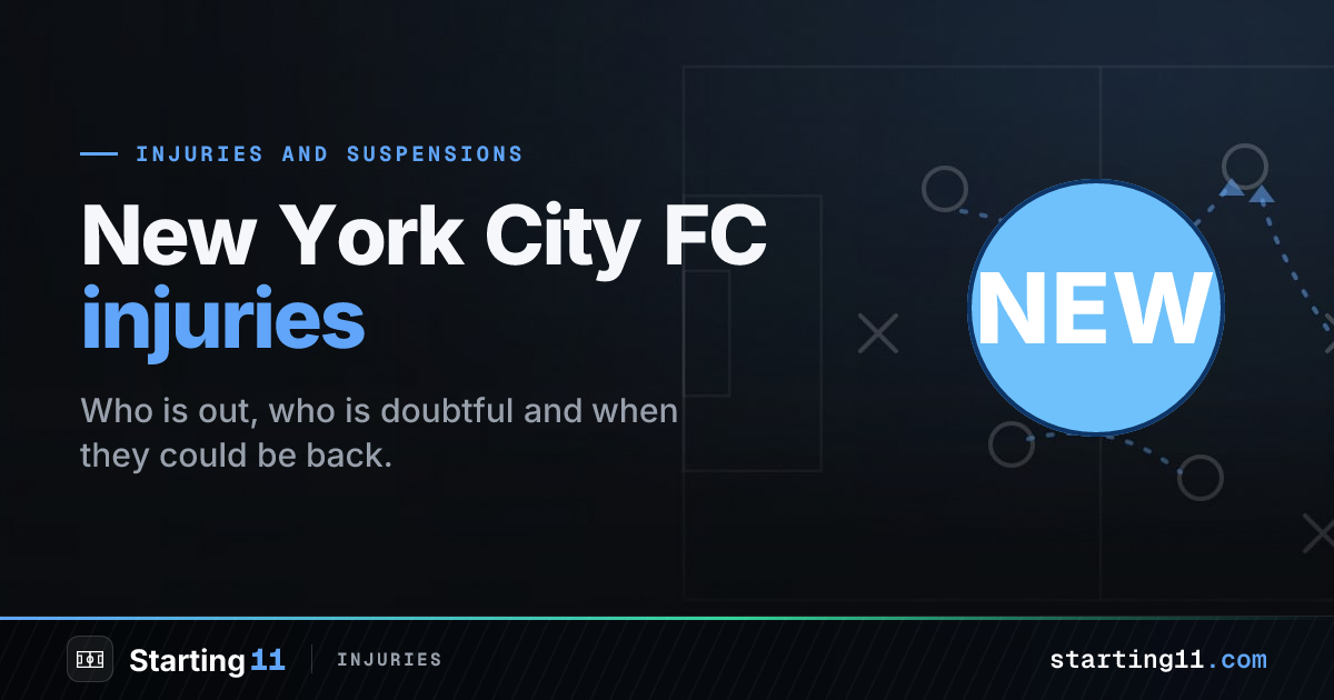 New York City FC Injuries & Suspensions: Latest Injury List | Starting 11